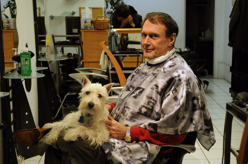 Week 3: Man with Dog in Barber Shop
