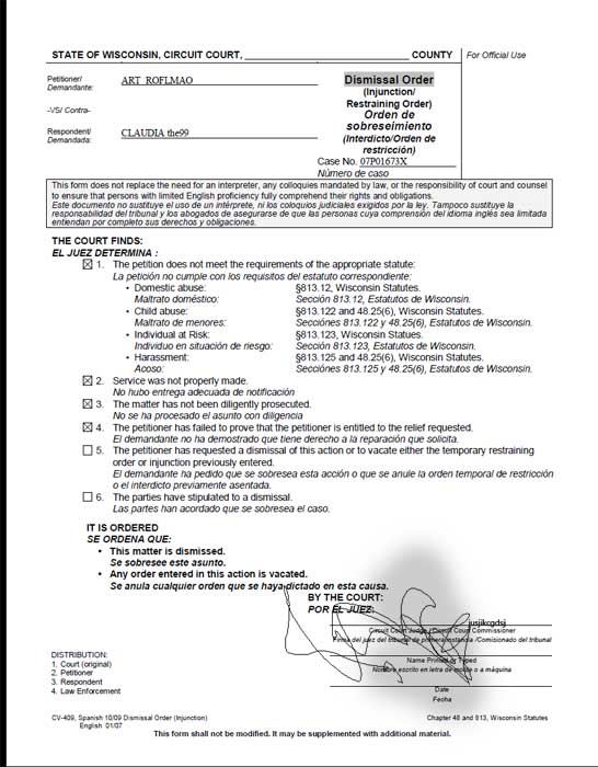 Dismissal order