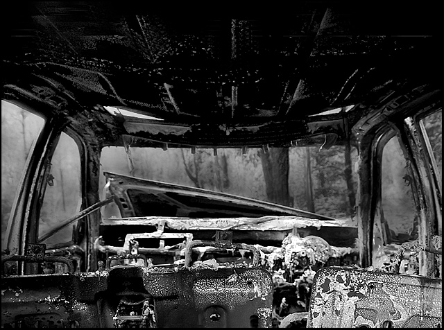 DAY 4. B&W. car interior with a difference.