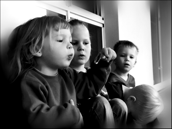 DAY 11.5. B&W. emily hogs the bubbles ...