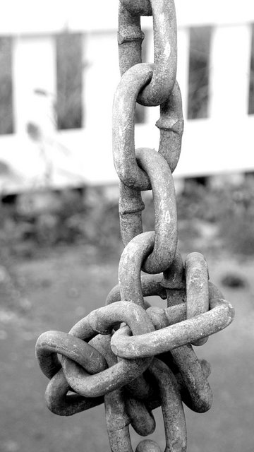 All knotted up.