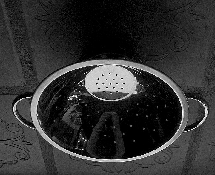 shiny colander inside