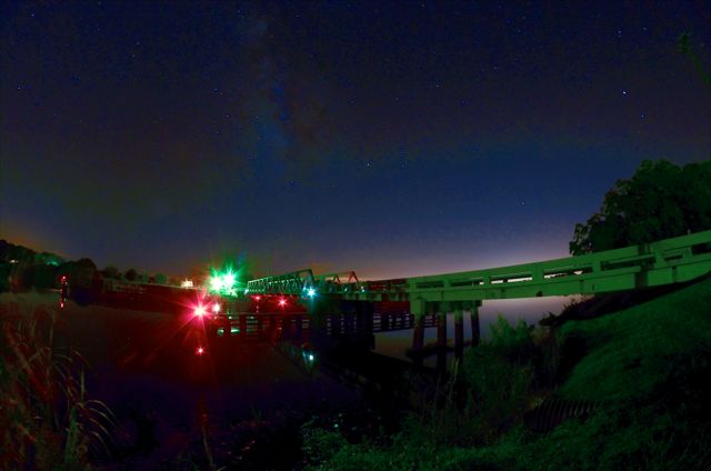 Ft Denaud Swing Bridge, by starlight. 
