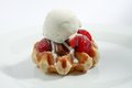 Dessert 23 - Waffle with strawberries and (hot) chocalate