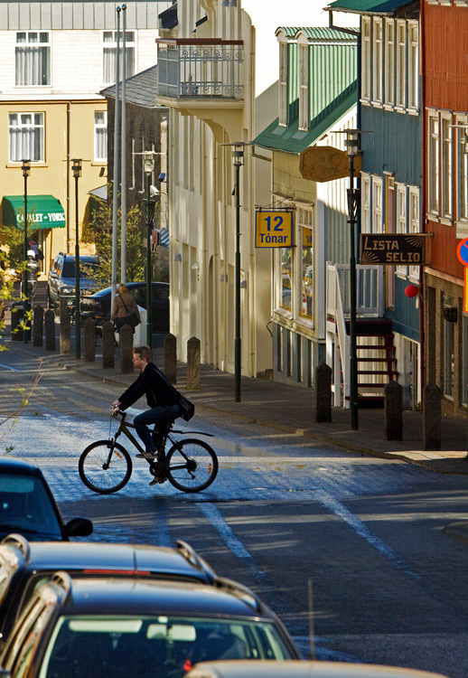 The morning sun in Reykjavik