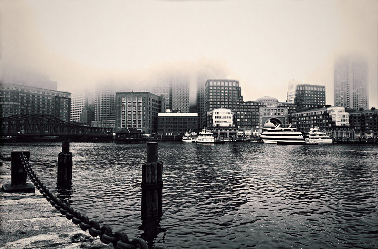 Boston Harbor in BW