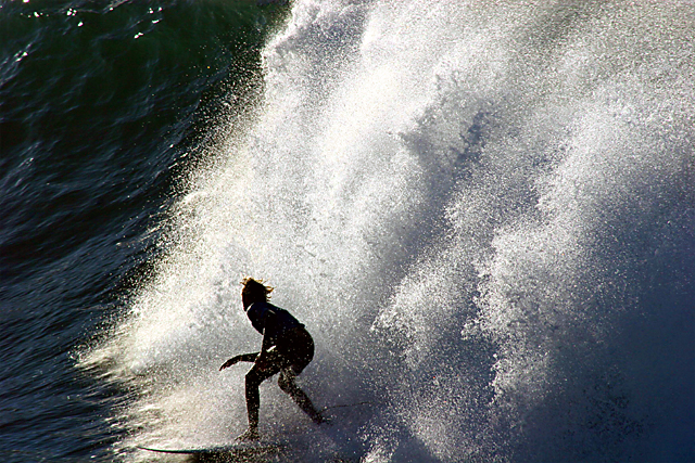 surfing in silver waters