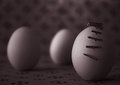 stabbed egg with bystanders (still life outtake)