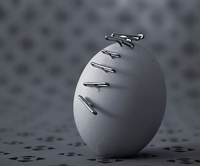 stabbed egg alone (still life outtake)