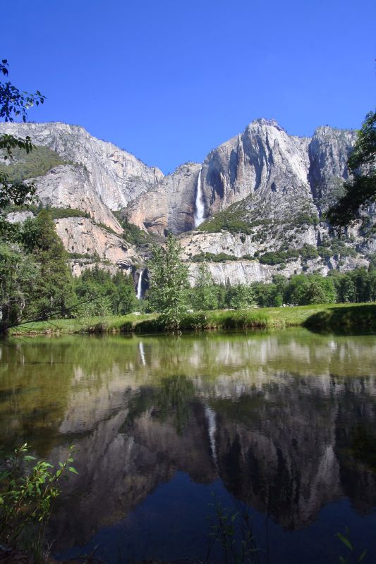 Yosemite falls from the valley