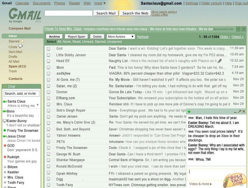 A Snapshot of Santa's Gmail Account