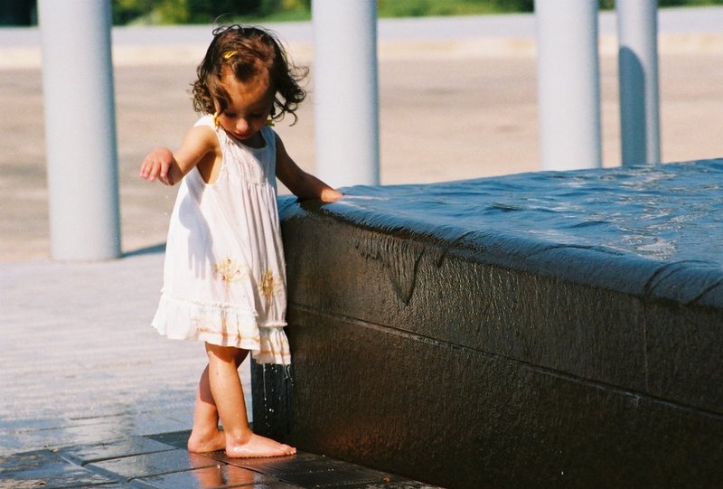 Playing in the fountain