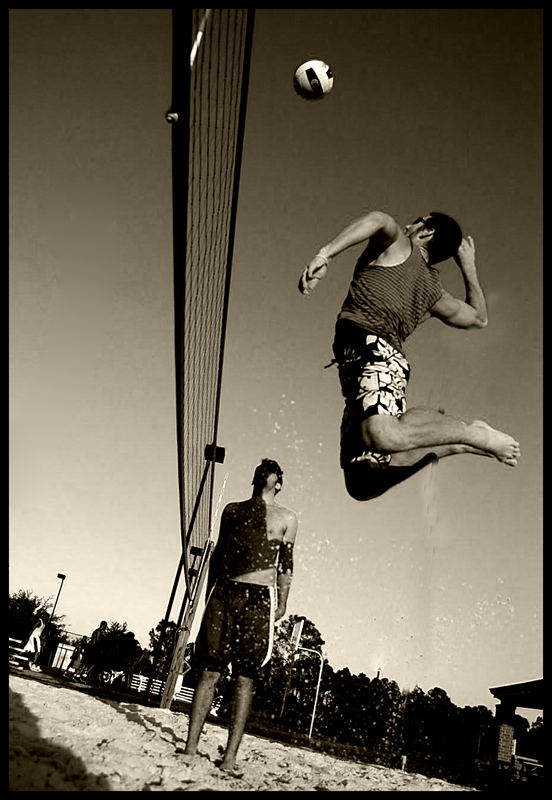 Playing Beach Volleyball